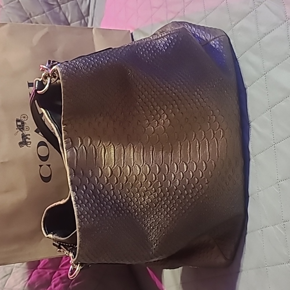 Coach Phoebe Metallic Snakeskin Handbag - Picture 6 of 10